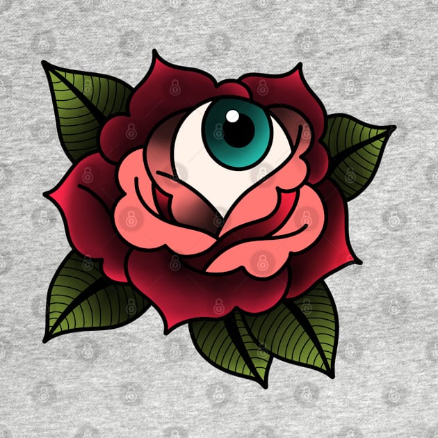 Eye ball Rose - Traditional Tattoo flash by ladyjrae